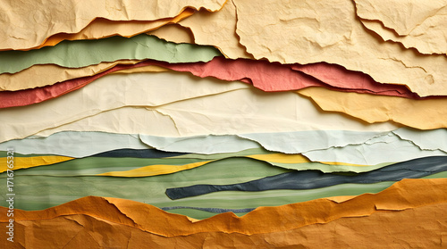 Wallpaper Mural Layered Paper Landscape with Torn Edges and Geometric Terrain Torontodigital.ca