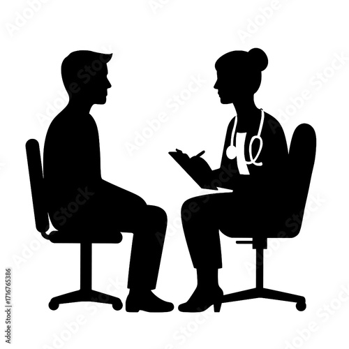 Doctor and Patient Consultation Black and White Vector Illustration

 

 
