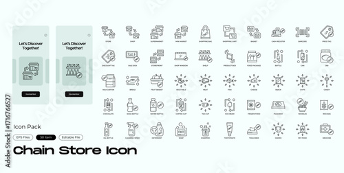 Chain Store Icon Set | Vector Symbols for Franchise, Supermarket, and Shopping