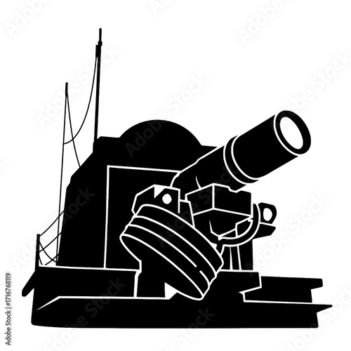 Military Laser Cannon Silhouette Black and White Vector Illustration

 

 
