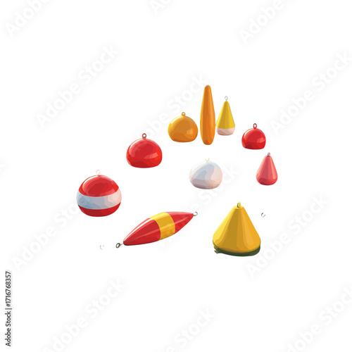 Colorful Fishing Bobbers Clip Art Collection | Tackle Gear & Floats