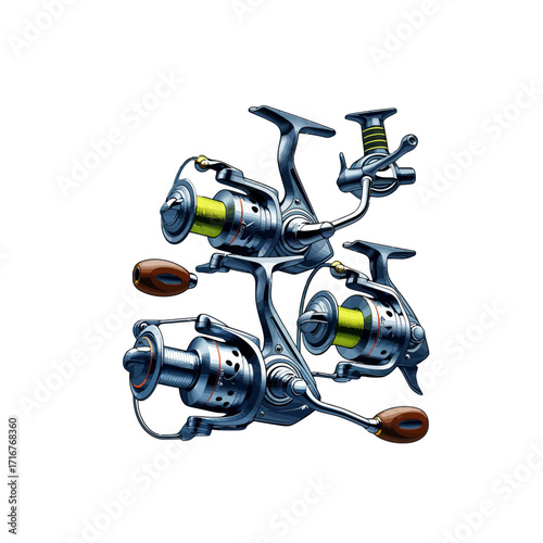 Fishing Reels Clipart Vector Illustration Set - Angling Equipment & Tackle Gear
