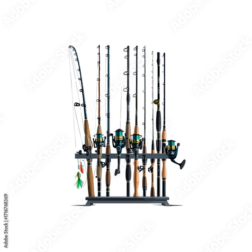 Vertical Fishing Rod Holder Illustration