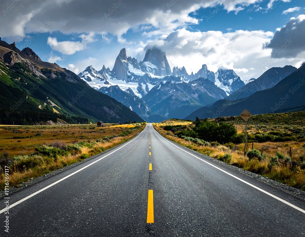 Fototapeta premium Mountain road stretches to peak