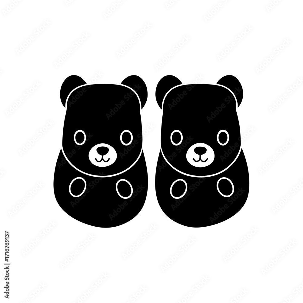 Fototapeta premium Two black bear cartoon icons