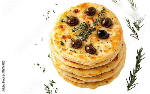 Traditional Ramadan flatbread stacked with golden crust representing cultural heritage festive meals and authentic Middle Eastern cuisine isolated on transparent background PNG