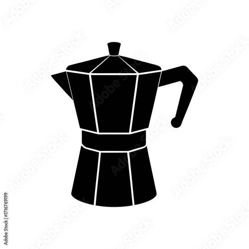 Black moka pot coffee maker art