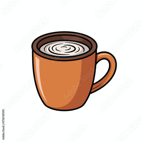 Simple illustration of a brown mug filled with a creamy beverage