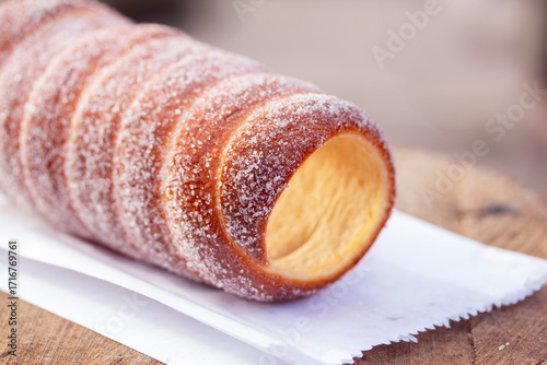 Trdelnik baked on the street in Eastern Europe