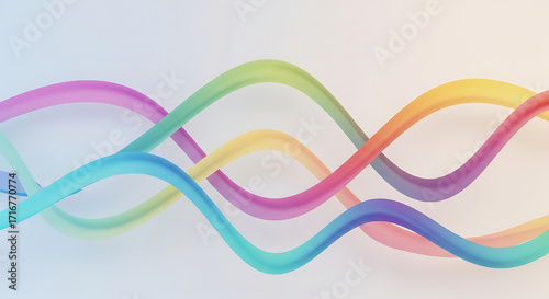 Multicolored, flowing ribbons create a dynamic and vibrant abstract design.