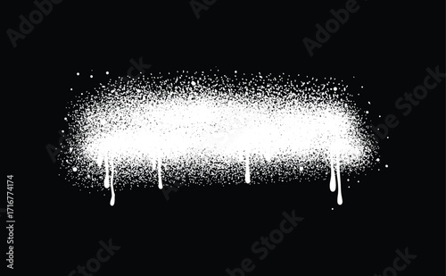 White color spray paint or graffiti design element on the black wall background.