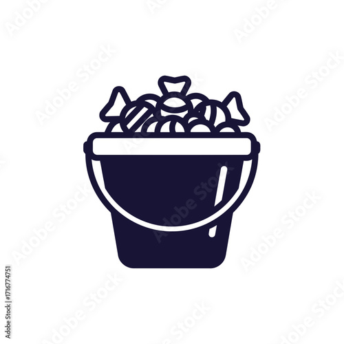 Candy bucket filled with assorted sweets in simple design  