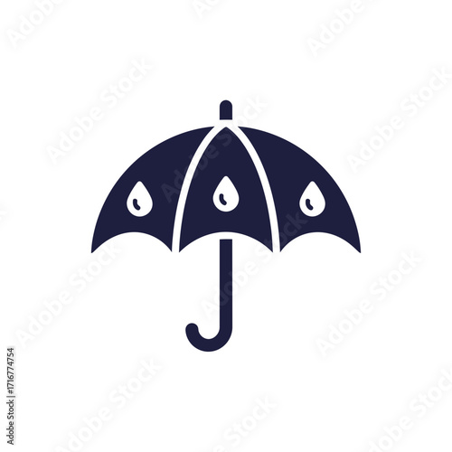 Umbrella with raindrops in minimalistic design  