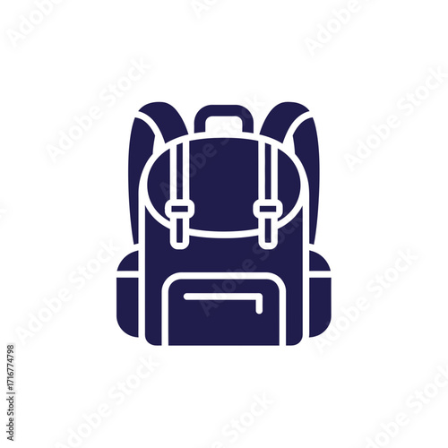 Backpack icon in flat style on white background  