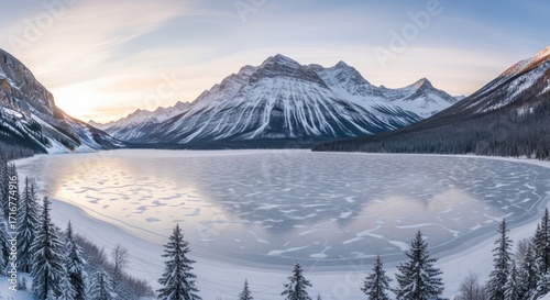 Majestic Winter Mountain Lake Landscape.