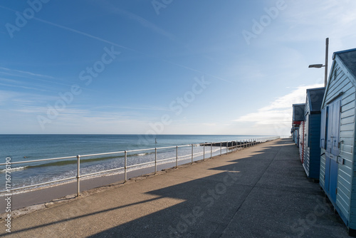 Early morning on the promenade in the seaside town of Sheringham, Norfolk coast