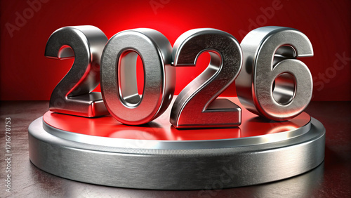2026 New Year's metallic numbers  celebrating new year holiday with calendar and discount theme