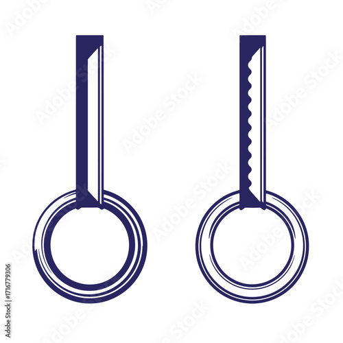 Vector illustration of two gym rings featuring simple clean design and detailed edges