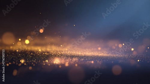 Glowing particles abstract background Golden and blue bokeh lights Dark background Vector illustration