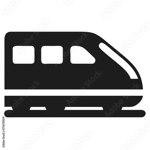 Silhouette icon of a modern high-speed train on a white background bullet train transportation
