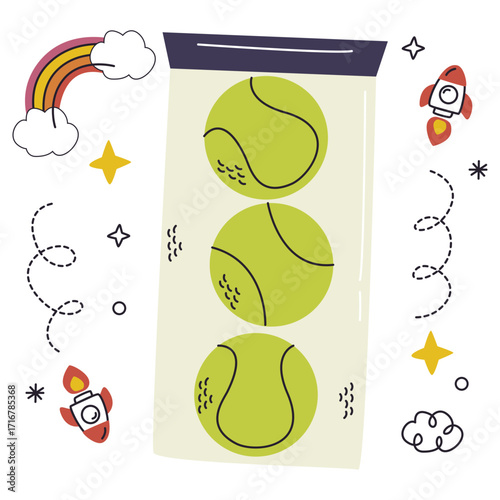 Tennis Vector Illustration. Flat Minimal Design. Editable Illustration for Web, Mobile, Print