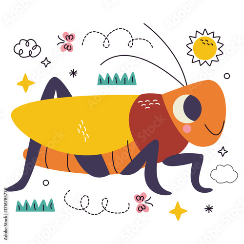 Insect Vector Illustration. Flat Minimal Design. Editable Illustration for Web, Mobile, Print