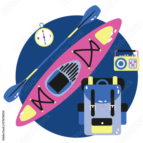 Water Sport Vector Illustration. Flat Minimal Design. Editable Illustration for Web, Mobile, Print