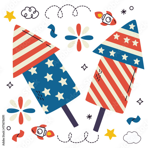 Th July Vector Illustration. Flat Minimal Design. Editable Illustration for Web, Mobile, Print