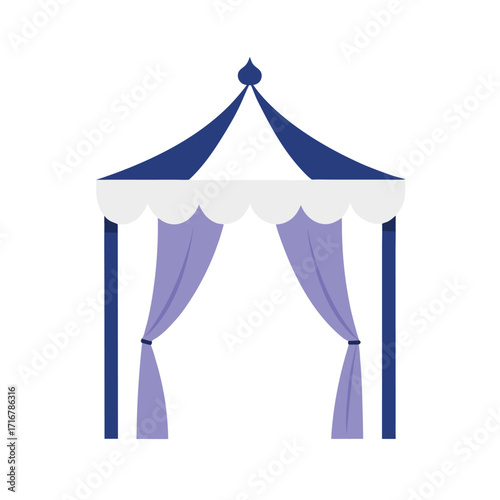 wedding pavilion mockup with open canopy and white fabric