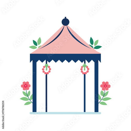 wedding pavilion mockup with floral ceiling arrangement