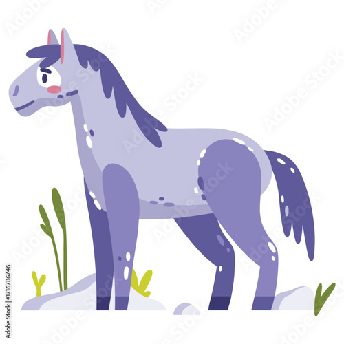 Horse Vector Illustration. Flat Minimal Design. Editable Illustration for Web, Mobile, Print