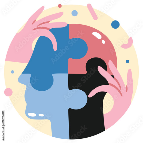 Mental Health Vector Illustration. Flat Minimal Design. Editable Illustration for Web, Mobile, Print
