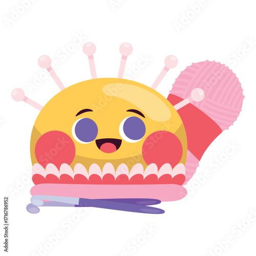 Needle Cushion Vector Illustration. Flat Minimal Design. Editable Illustration for Web, Mobile, Print