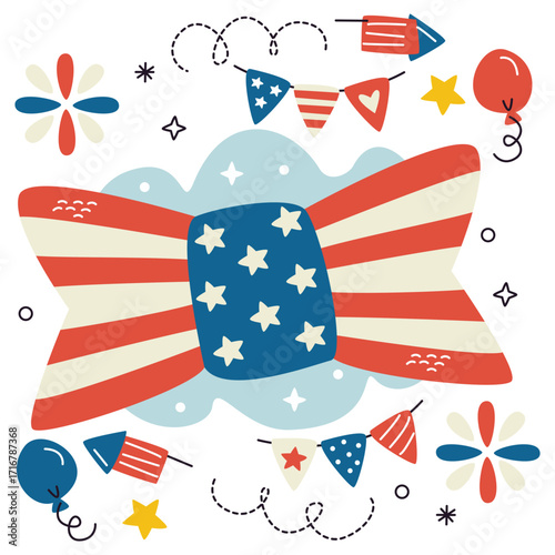 Th July Vector Illustration. Flat Minimal Design. Editable Illustration for Web, Mobile, Print