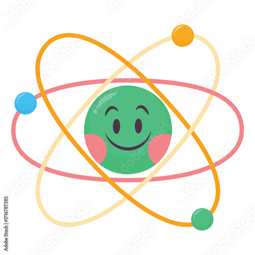Atom Vector Illustration. Flat Minimal Design. Editable Illustration for Web, Mobile, Print