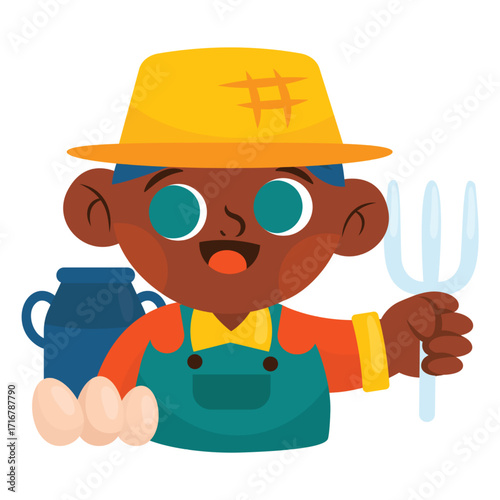 Farmer Vector Illustration. Flat Minimal Design. Editable Illustration for Web, Mobile, Print
