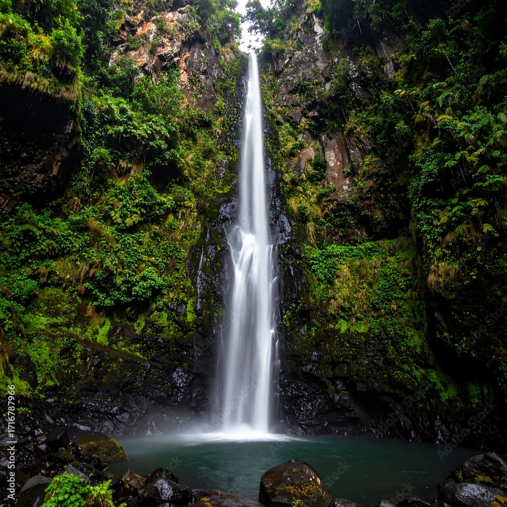Obraz premium Lush waterfall cascading into a pool