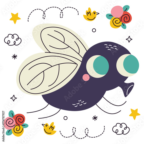 Insect Vector Illustration. Flat Minimal Design. Editable Illustration for Web, Mobile, Print