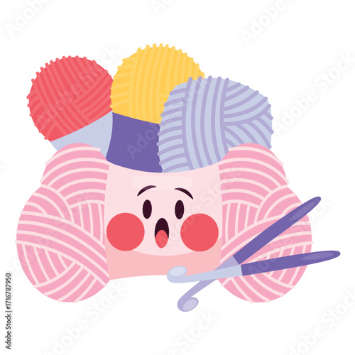 Knitting Vector Illustration. Flat Minimal Design. Editable Illustration for Web, Mobile, Print