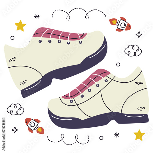 Tennis Shoes Vector Illustration. Flat Minimal Design. Editable Illustration for Web, Mobile, Print