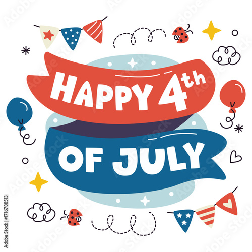 Th July Vector Illustration. Flat Minimal Design. Editable Illustration for Web, Mobile, Print