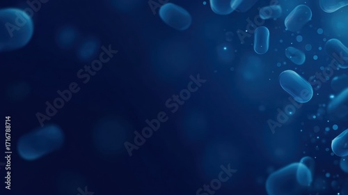 Blue capsules falling background abstract medical concept Vector illustration Dark blue background