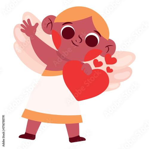Cupid Vector Illustration. Flat Minimal Design. Editable Illustration for Web, Mobile, Print