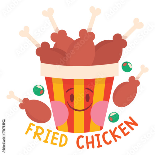 Fried Chicken Vector Illustration. Flat Minimal Design. Editable Illustration for Web, Mobile, Print