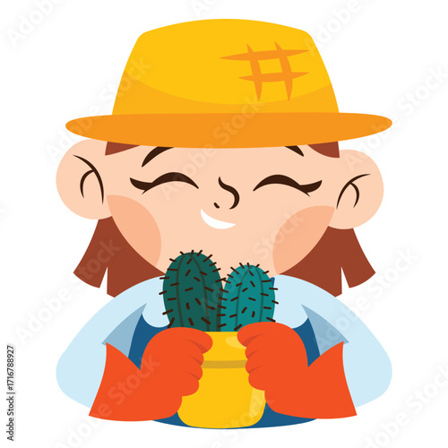Gardener Vector Illustration. Flat Minimal Design. Editable Illustration for Web, Mobile, Print