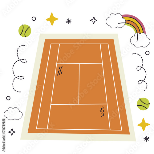 Tennis Vector Illustration. Flat Minimal Design. Editable Illustration for Web, Mobile, Print