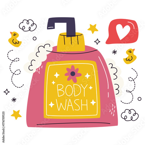 Body Wash Vector Illustration. Flat Minimal Design. Editable Illustration for Web, Mobile, Print