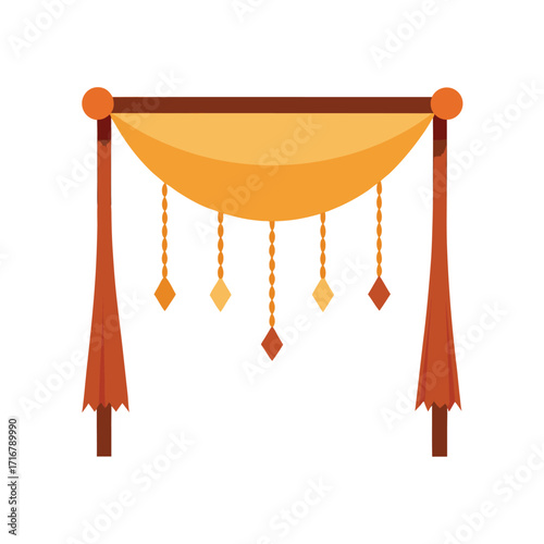 curtain mockup with bohemian macrame hanging style