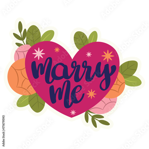 Marry Me Vector Illustration. Flat Minimal Design. Editable Illustration for Web, Mobile, Print