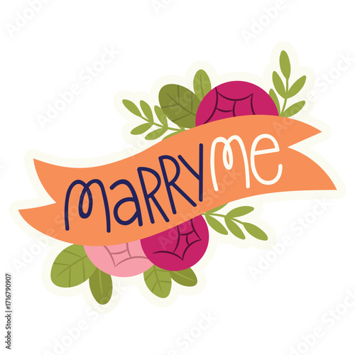 Marry Me Vector Illustration. Flat Minimal Design. Editable Illustration for Web, Mobile, Print